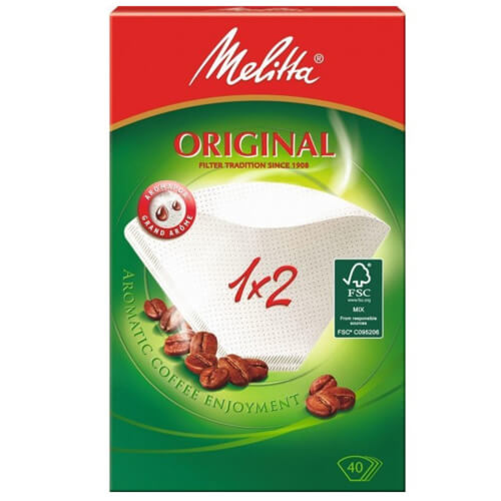 Χάρτινα φίλτρα καφέ 1x2 MELITTA 40τμχ