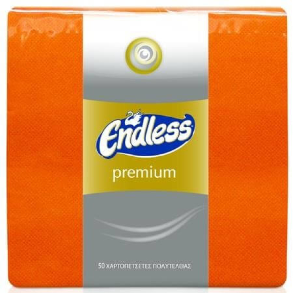 Χαρτοπετσέτα πορτοκαλί premium 33x33cm ENDLESS 50τμχ