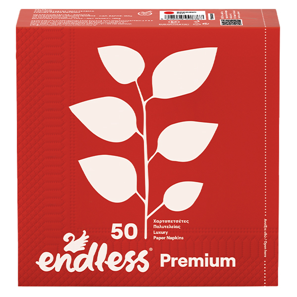 Χαρτοπετσέτα Κόκκινη Premium 33x33cm ENDLESS 50τμχ