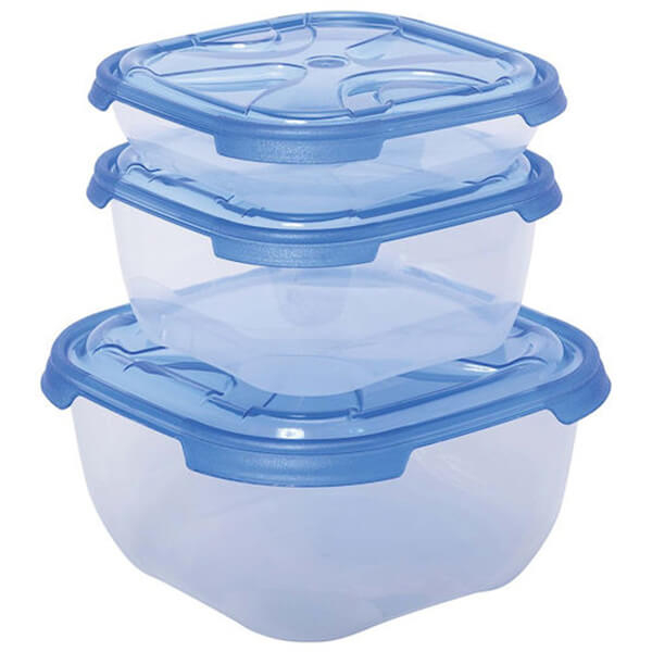 Φαγητοδοχείο Τετράγωνο Σετ 550ml /1,1 lt /2,1lt ΚΥΚΛΩΨ 1x3τμχ