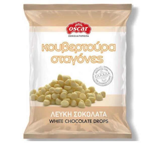Σταγόνες Κουβερτούρα Λευκή OSCAR 100gr