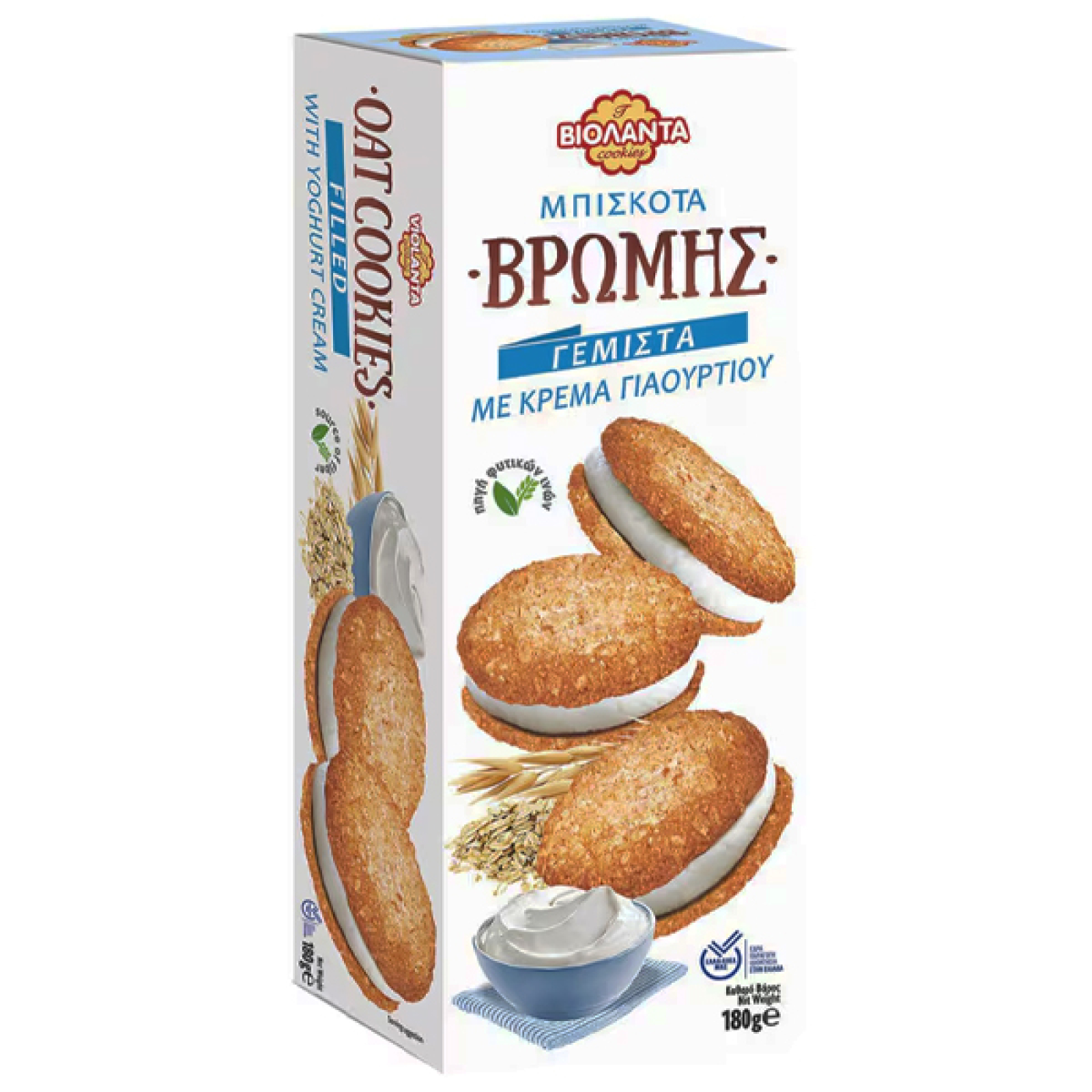Μπισκότα Βρώμης Γεμιστά με Κρέμα Γιαουρτιού ΒΙΟΛΑΝΤΑ 180gr