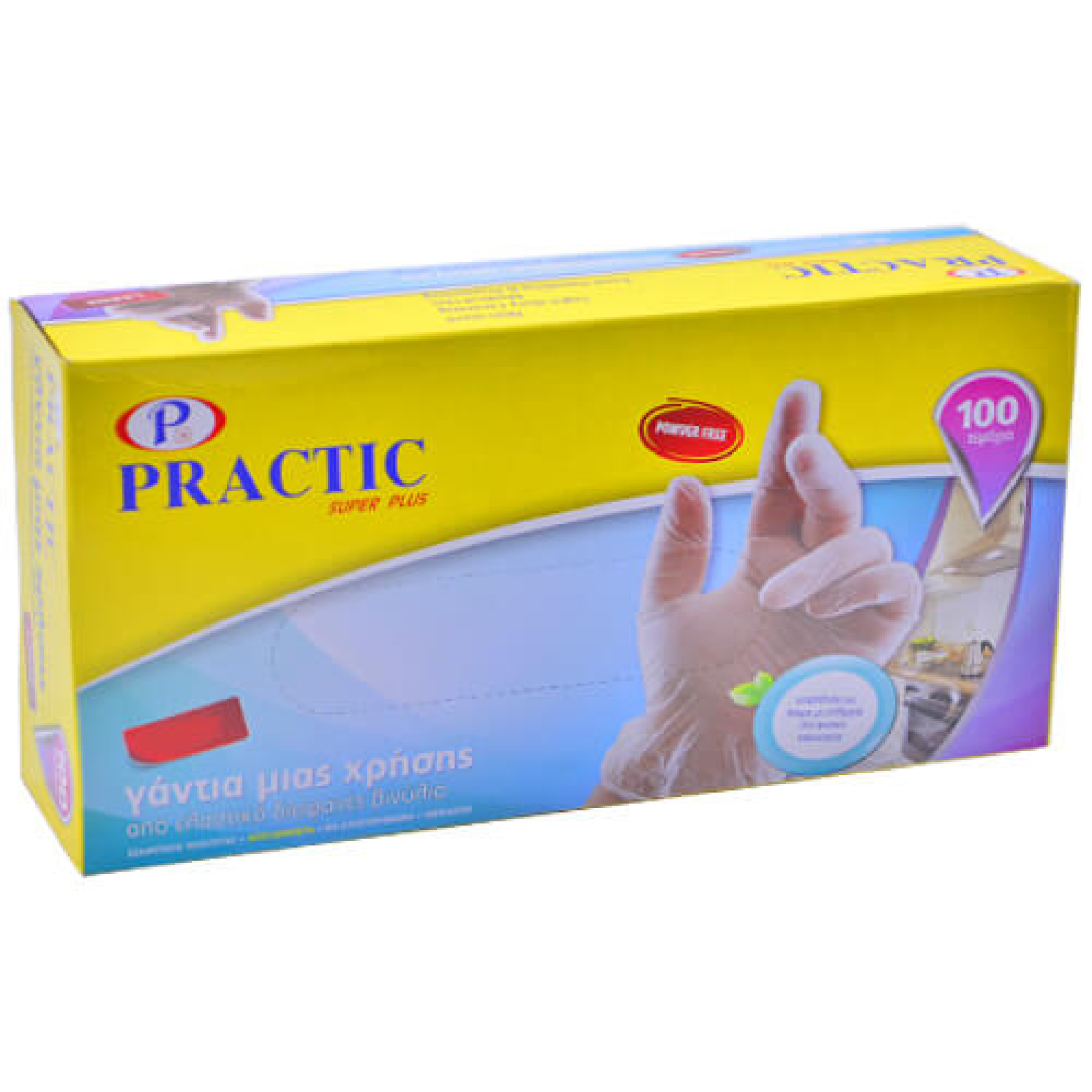 Γάντια Βινυλίου Χωρίς Πούδρα Large PRACTIC 100τμχ