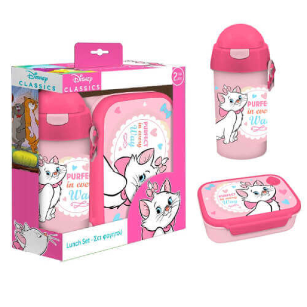 Φαγητοδοχείο&παγούρι ροζ marie cat DISNEY 1τμχ