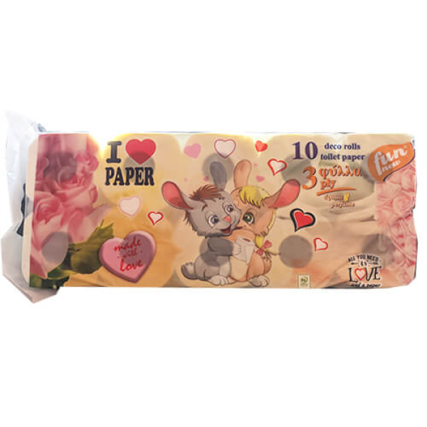 Χαρτί Υγείας 3Φ I LOVE PAPER 10τμχ