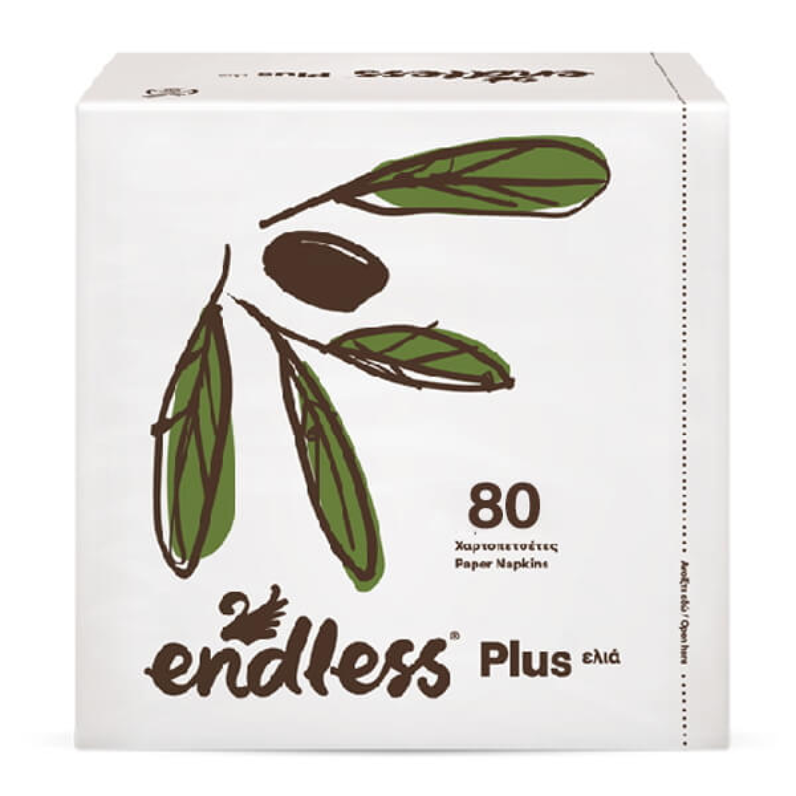 Χαρτοπετσέτα Σχέδιο/Ελιά 30x30cm ENDLESS 80τμχ