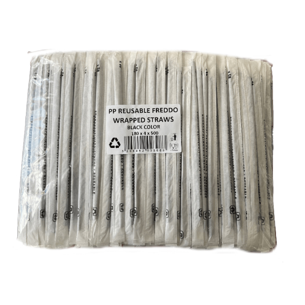 Καλαμάκια για Φρέντο Συσκευασμένα Μαύρα 18cm OEM 500τμχ