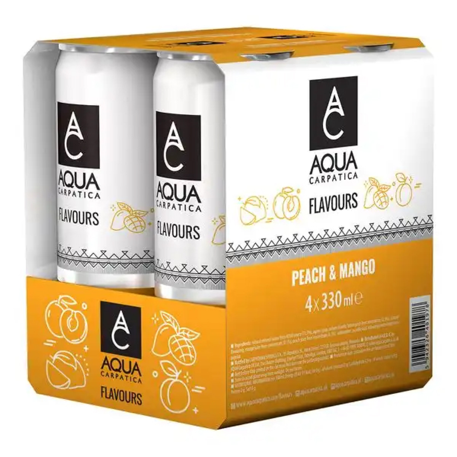 Ανθρακούχο Φυσικό Μεταλλικό Νερό Ροδάκινο & Μάνγκο AQUA CARPATICA 4x330ml