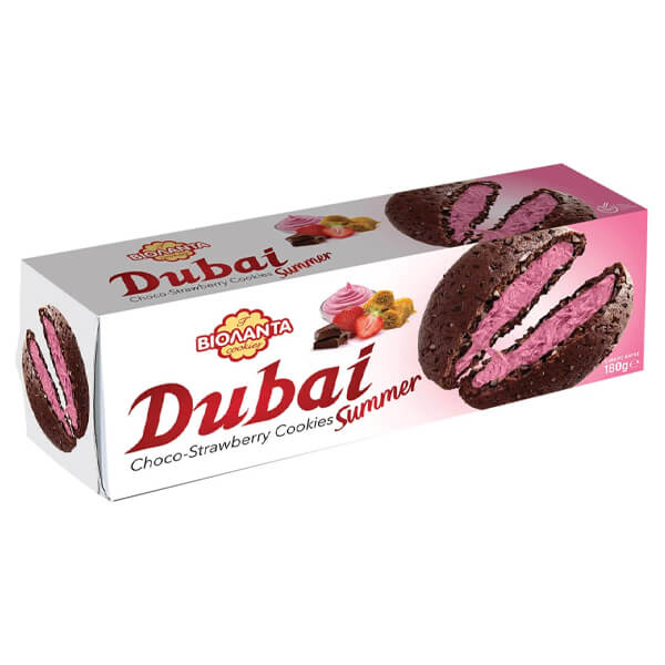 Μπισκότα Dubai Summer με Κομμάτια Σοκολάτας & Γέμιση Κρέμα Φράουλας ΒΙΟΛΑΝΤΑ 180gr