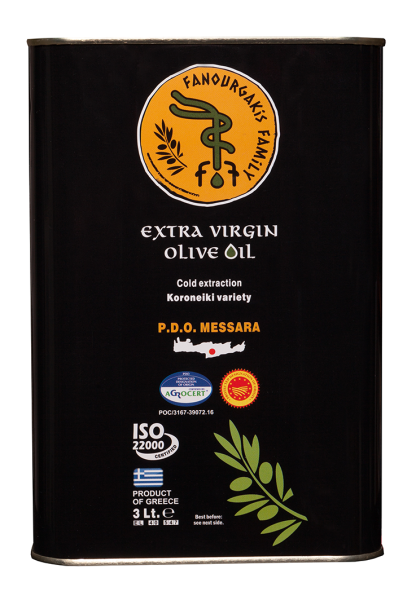 Εξαιρετικό Παρθένο Ελαιόλαδο Π.Ο.Π. Μεσσαρά Μεταλλικό Δοχείο FANOURGAKIS FAMILY 3lt
