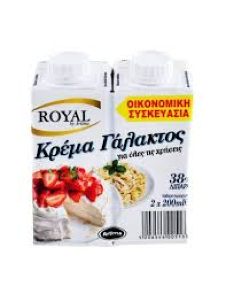 Κρέμα γάλακτος 1+1 38% ROYAL 200ml