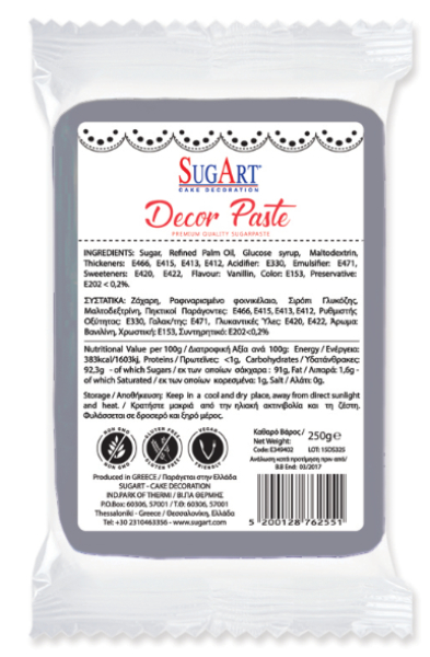 Decor Paste (Ζαχαρόπαστα) Γκρι SUGART 1kg