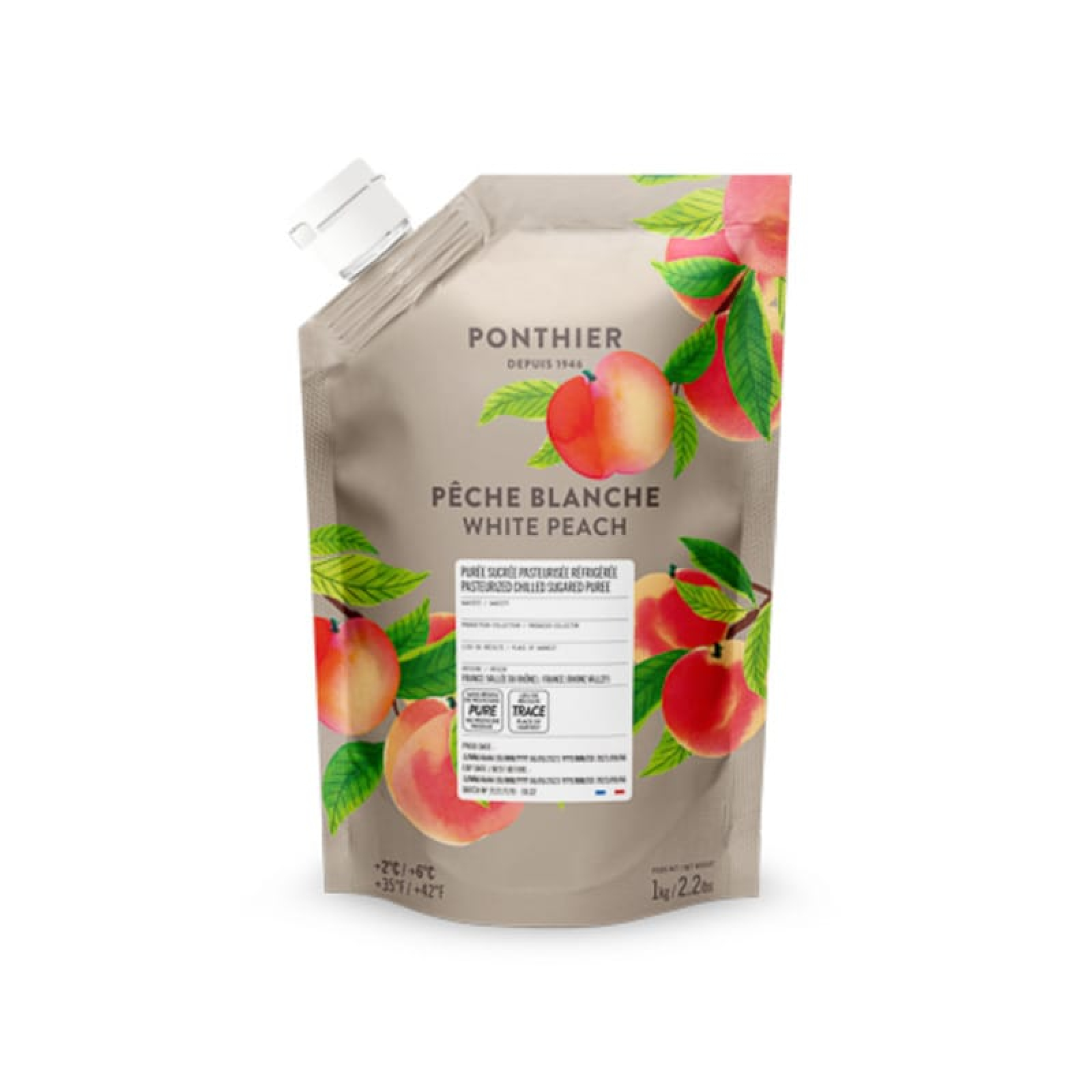 Πουρές Φρούτων White Peach σε ασκό PONTHIER 1kg