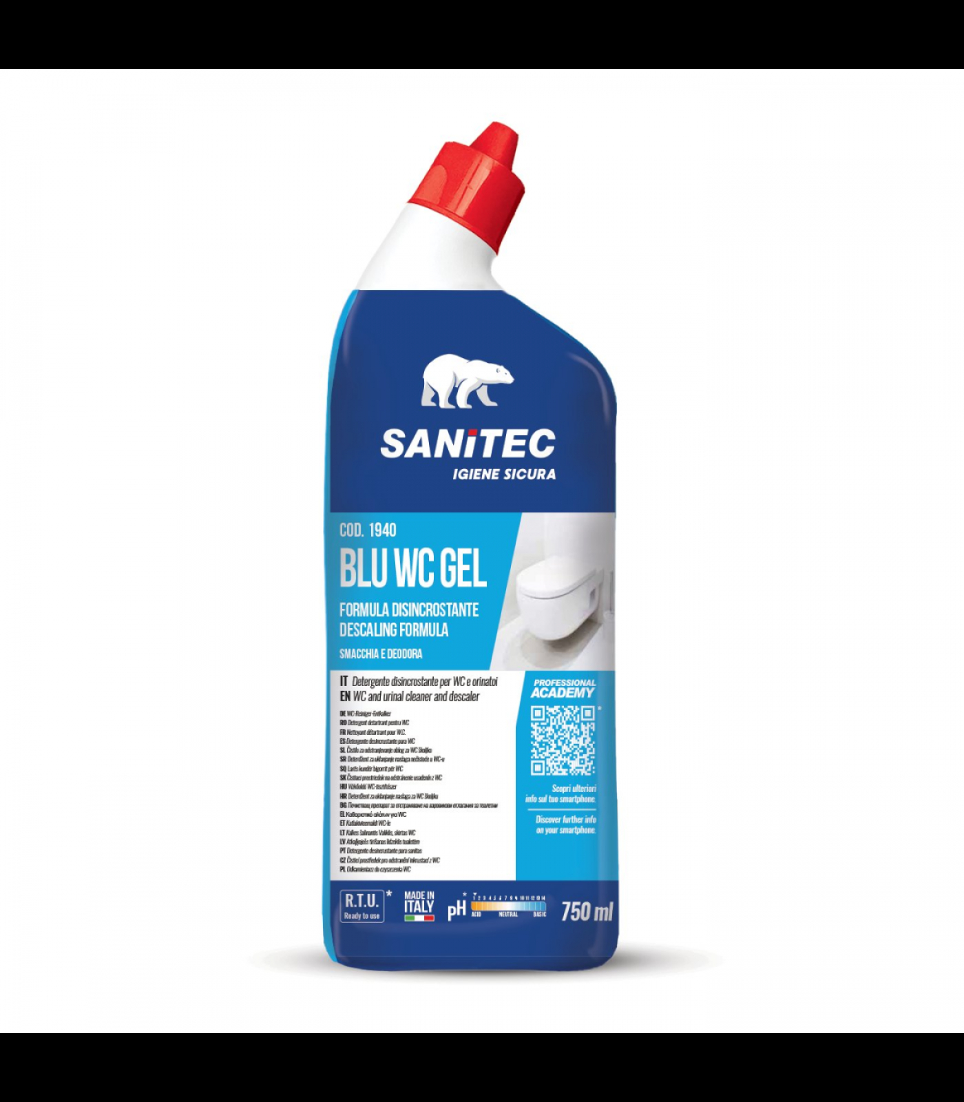 Καθαριστικό αφαλατικό λεκάνης με ευχάριστο άρωμα Blu WC Gel SANITEC 750ml