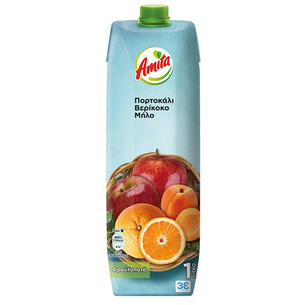 Χυμός Πορτοκάλι - Μήλο - Βερίκοκο AMITA 1lt