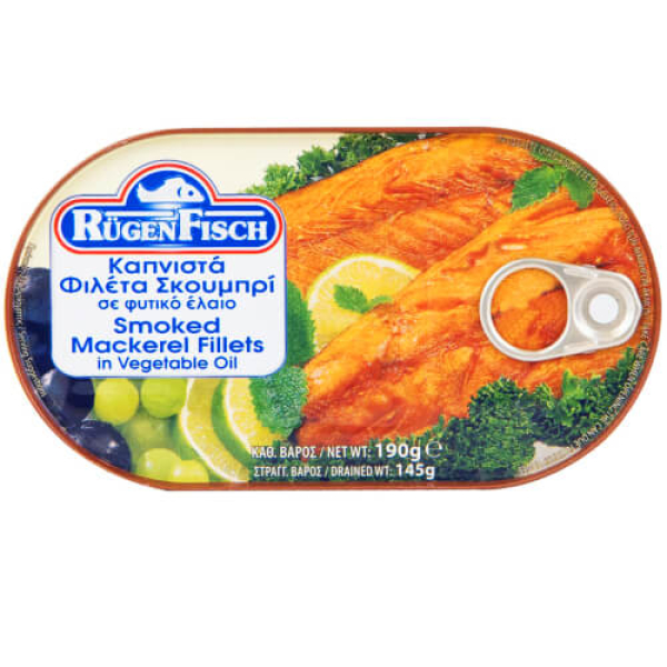 Σκουμπρί  Φιλέτο Καπνιστό σε Σπορέλαιο RUGEN 190gr