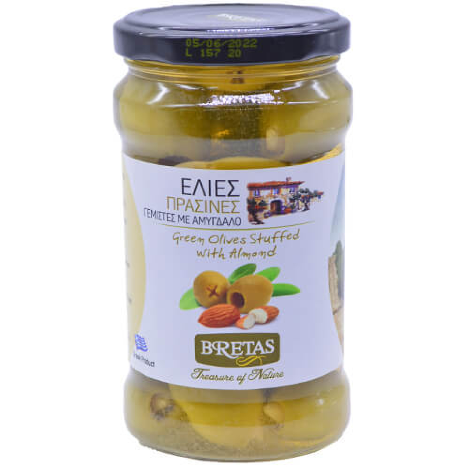 Ελιές Πράσινες Γεμιστές με Αμύγδαλο Βάζο ΜΠΡΕΤΑΣ 314ml