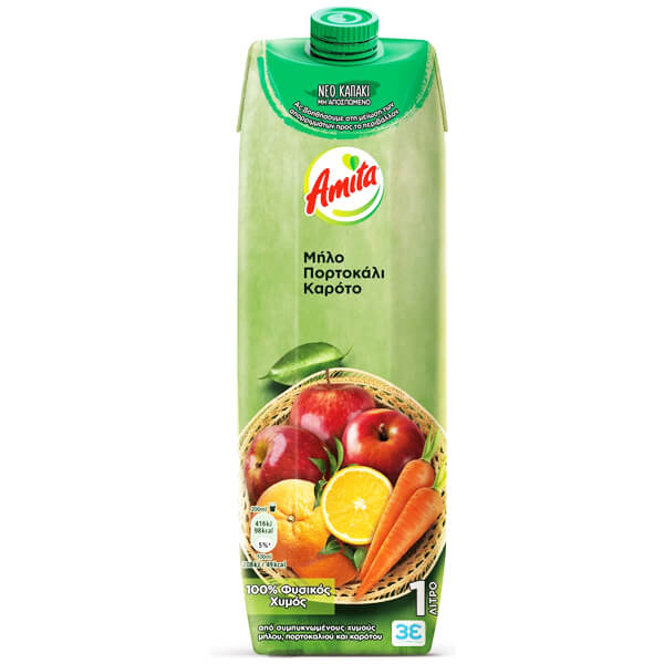 Χυμός Πορτοκάλι - Μήλο - Καρότο AMITA 1lt