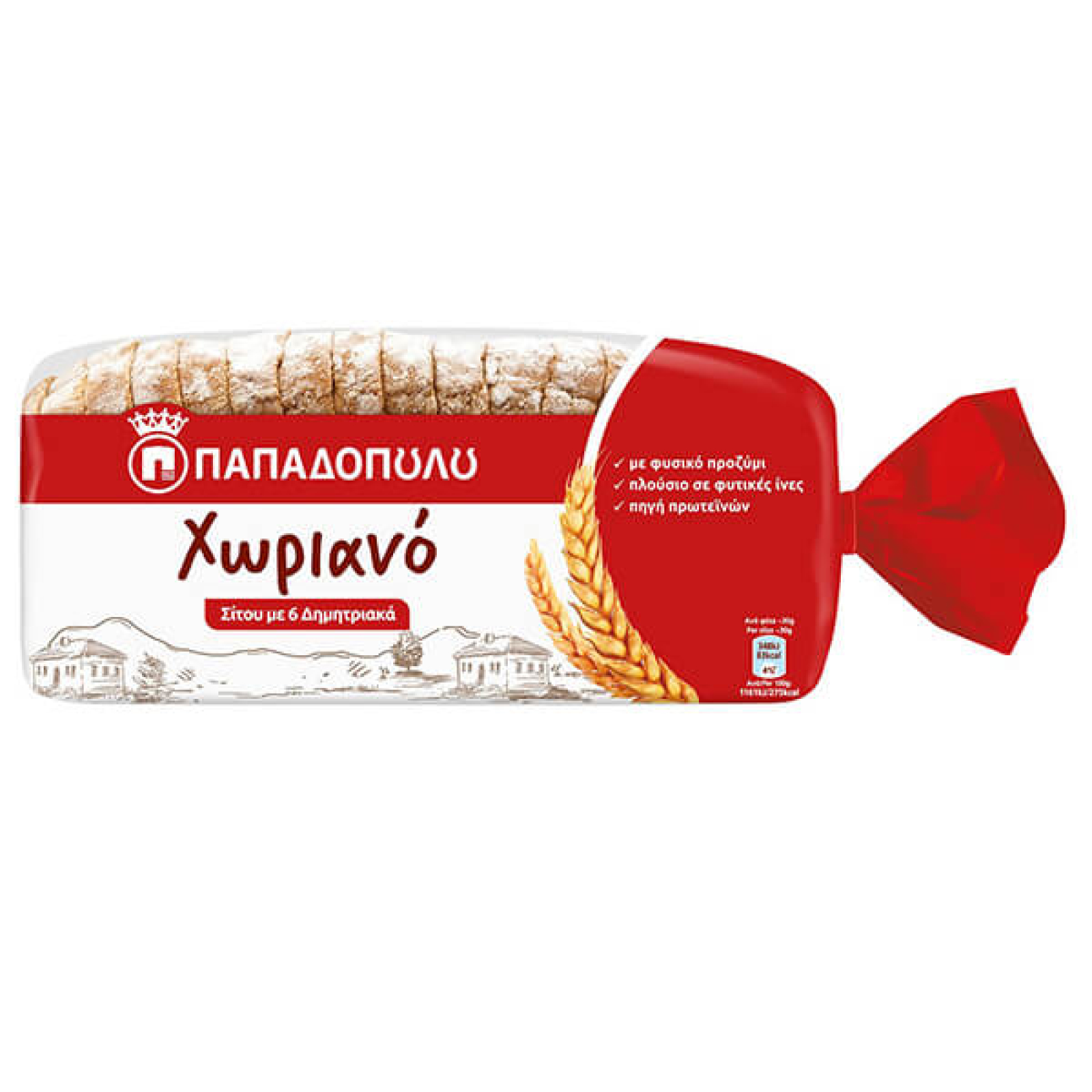 Ψωμί Τοστ Χωριανό Σταρένιο Με 6 Δημητριακά ΠΑΠΑΔΟΠΟΥΛΟΥ 500gr