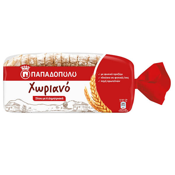 Ψωμί Τοστ Χωριανό Σταρένιο Με 6 Δημητριακά ΠΑΠΑΔΟΠΟΥΛΟΥ 500gr