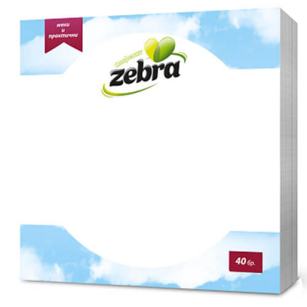 Χαρτοπετσέτα Λευκή 28x28cm ZEBRA 40τμχ