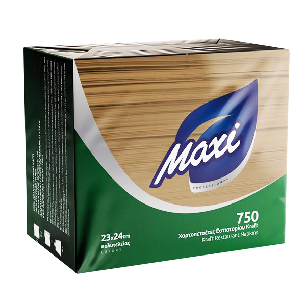 Χαρτοπετσέτα Πολυτελείας Kraft 1Φ 23x24cm MAXI 750τμχ