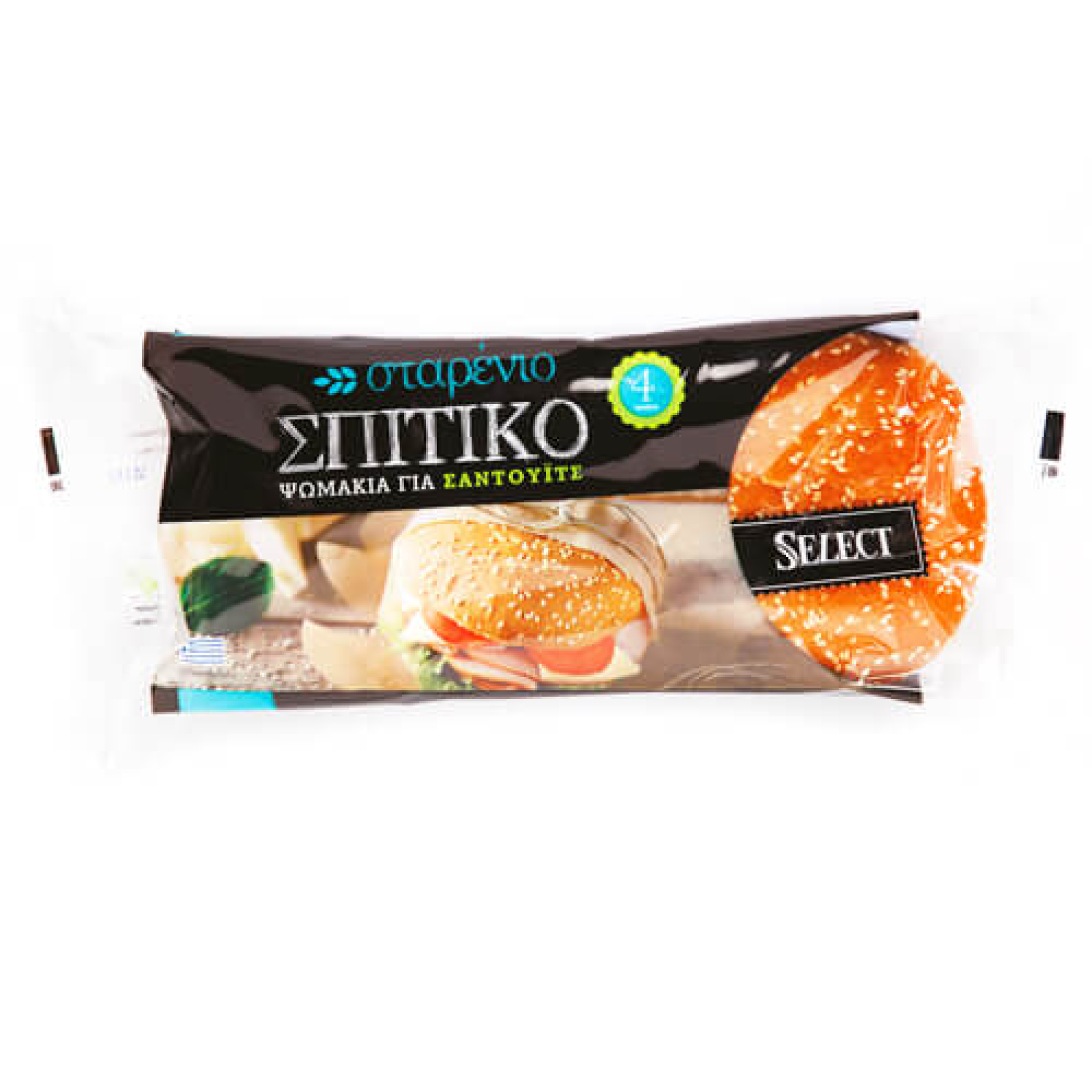 Ψωμάκι Large Σταρένιο Με Σουσάμι 4τμχ SELECT 360gr