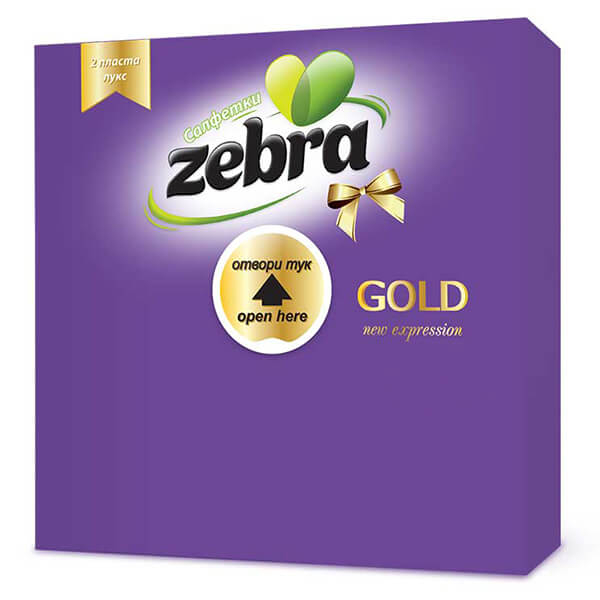 Χαρτοπετσέτα 2Φ Πολυτελείας Μωβ 33x33cm ZEBRA 35τμχ