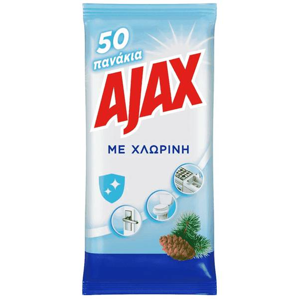 Υγρά Μαντηλάκια AJAX Με Χλωροκαθαριστικό  50τμχ