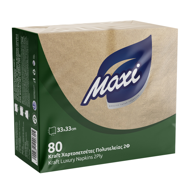 Χαρτοπετσέτα Πολυτελείας Kraft 2Φ 33x33cm MAXI 80τμχ